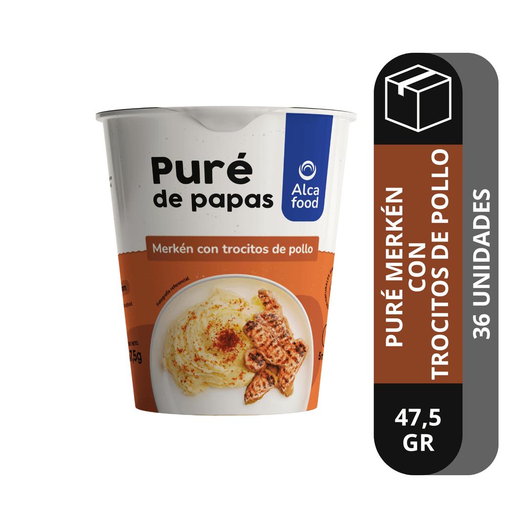 Caja Puré para Uno Merquén en Vaso con Trocitos de Pollo 47,5g