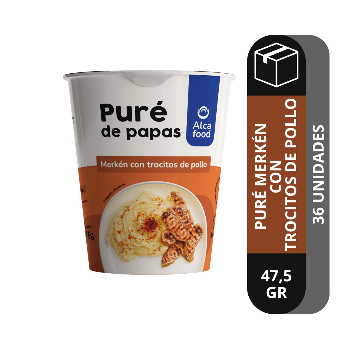 Caja Puré para Uno Merquén en Vaso con Trocitos de Pollo 47,5g