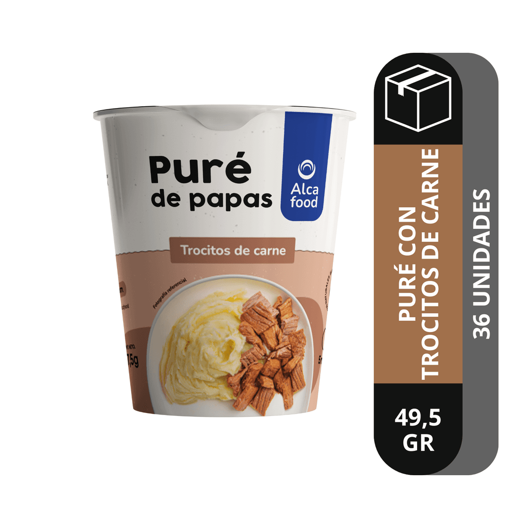 Caja Puré para Uno Tradicional en Vaso con Trocitos de Carne 49 g