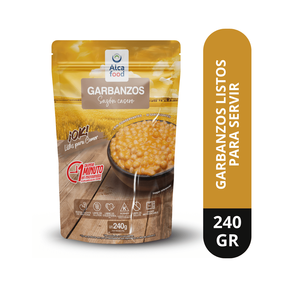 Garbanzos Listos para Comer – Alcafood (Pouch 240g)