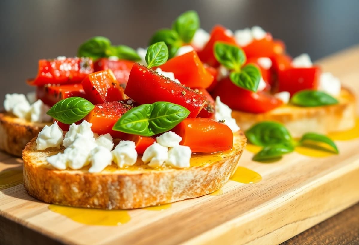 Bruschetta de Pimientos con Queso de Cabra