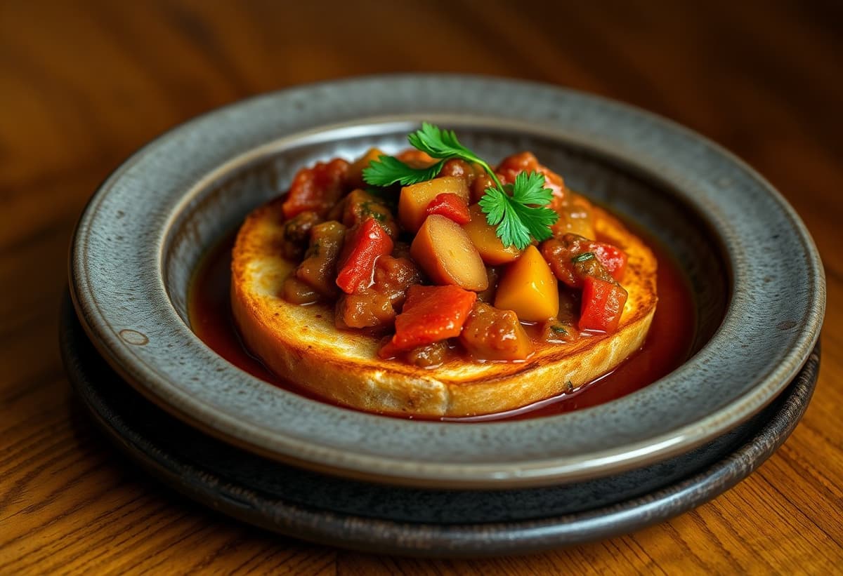 Carbonada con Pan Tostado