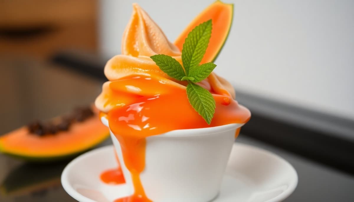 Copa de Helado Soft con Papaya al Jugo