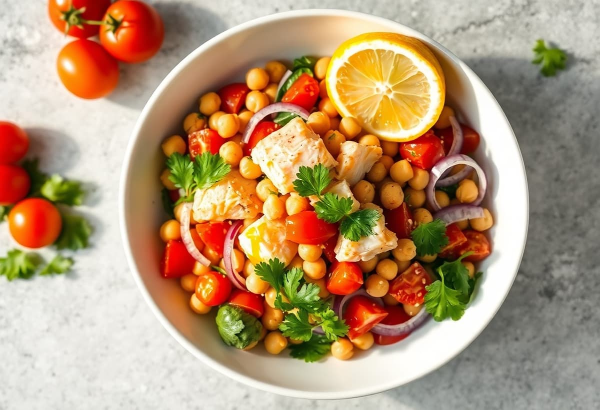 Jurel con Ensalada de Garbanzos y Limón
