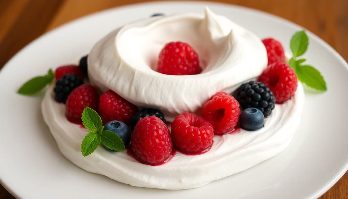 Merengue Suizo con Frutas de Temporada