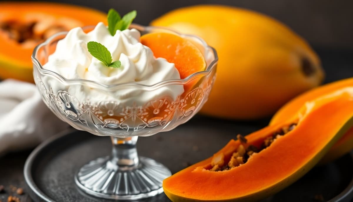 Papaya Andina con Crema Chantilly