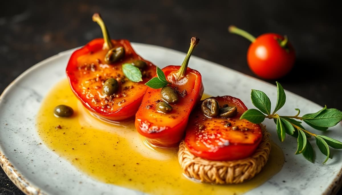 Tapa de Pimiento Soasado con Ajo y Anchoas