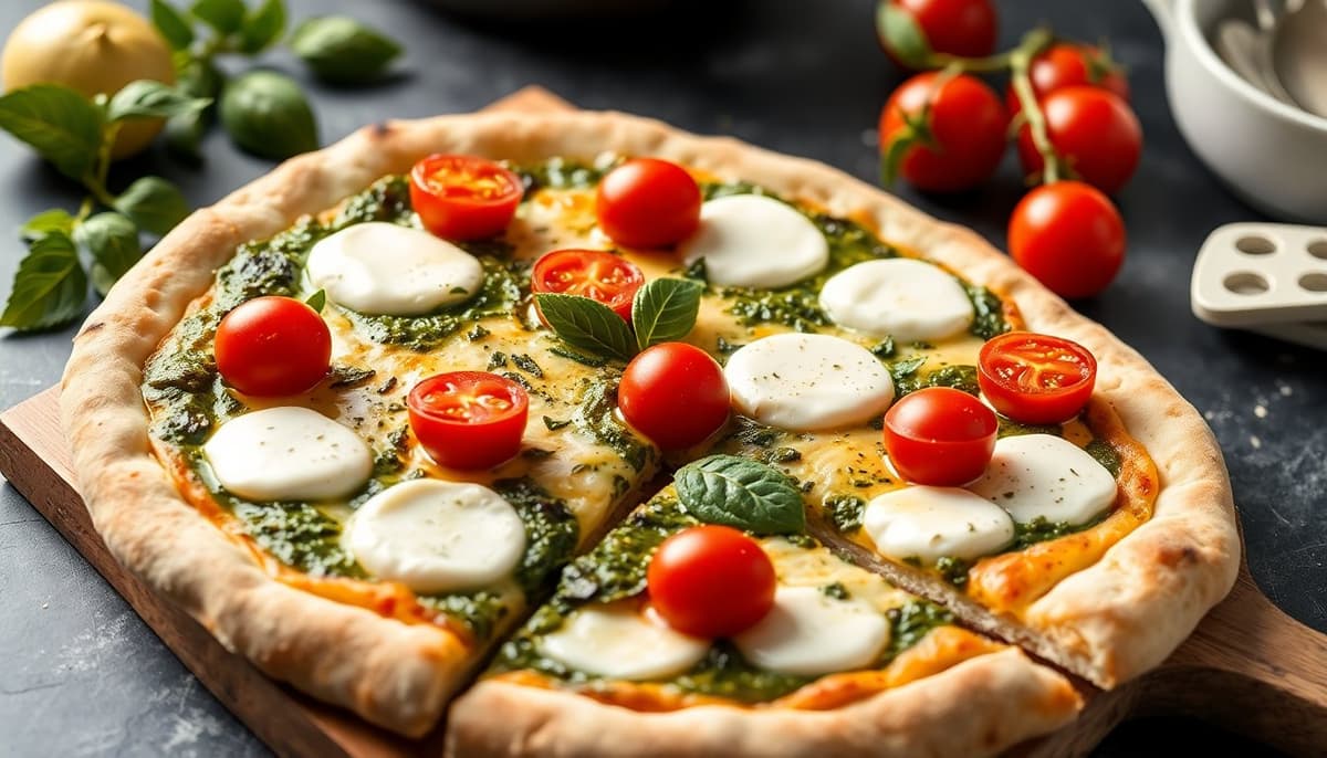 Pizza Blanca con Pesto y Mozzarella