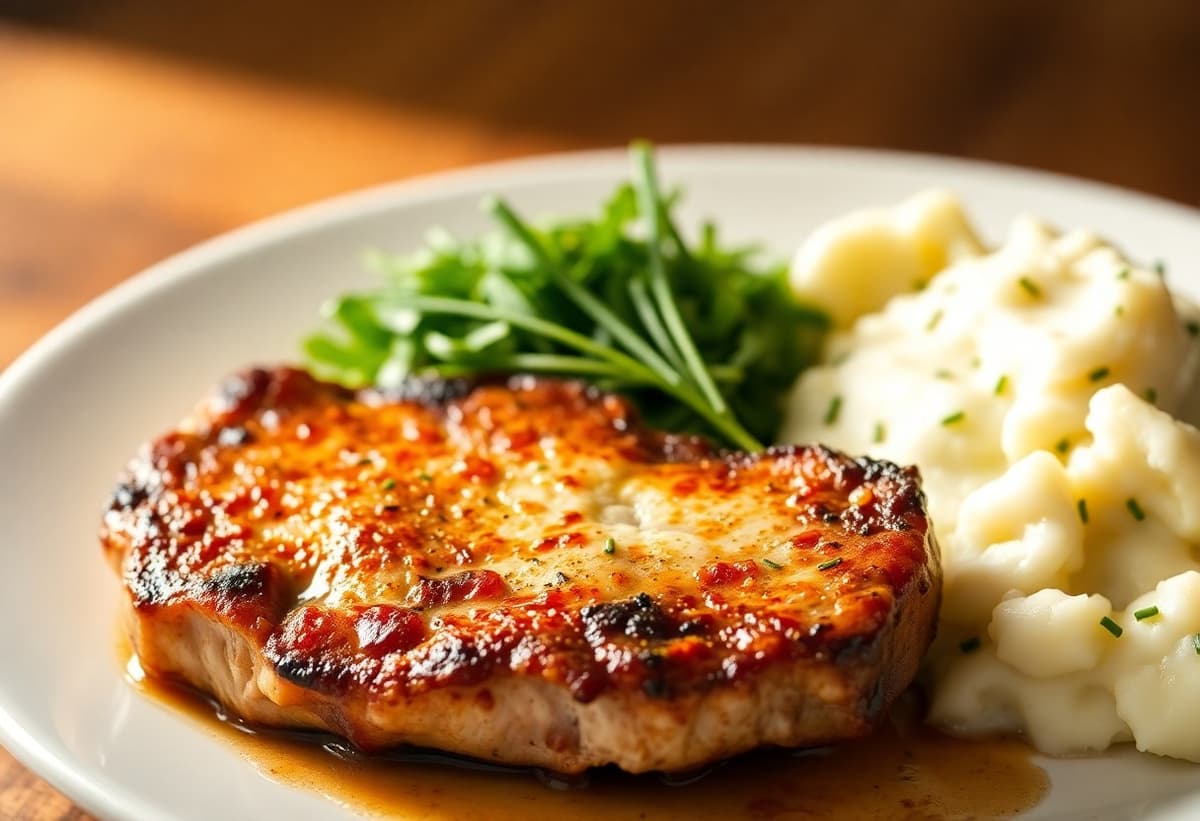 Puré Ciboulette con Chuleta de Cerdo