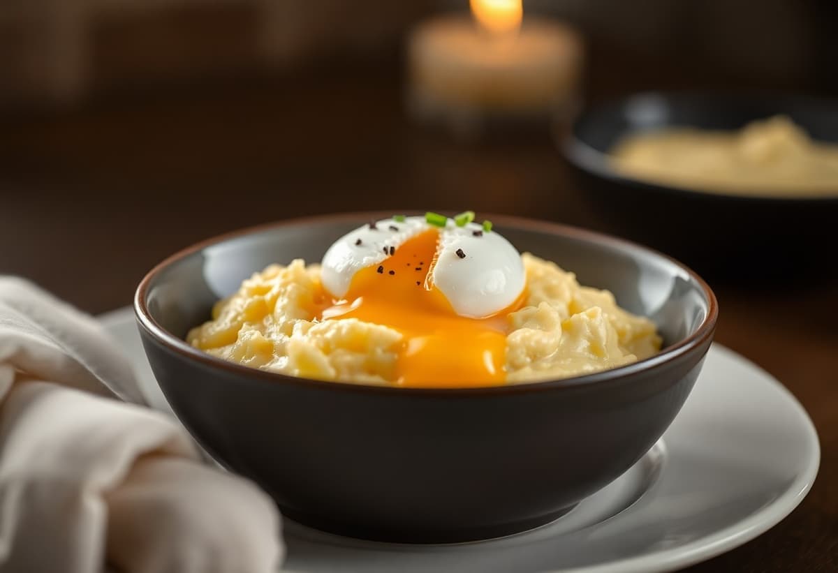 Puré Cuatro Quesos con Huevo Pochado