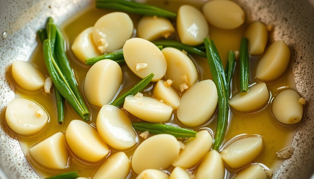 Palmitos Salteados con Ajo y Limon