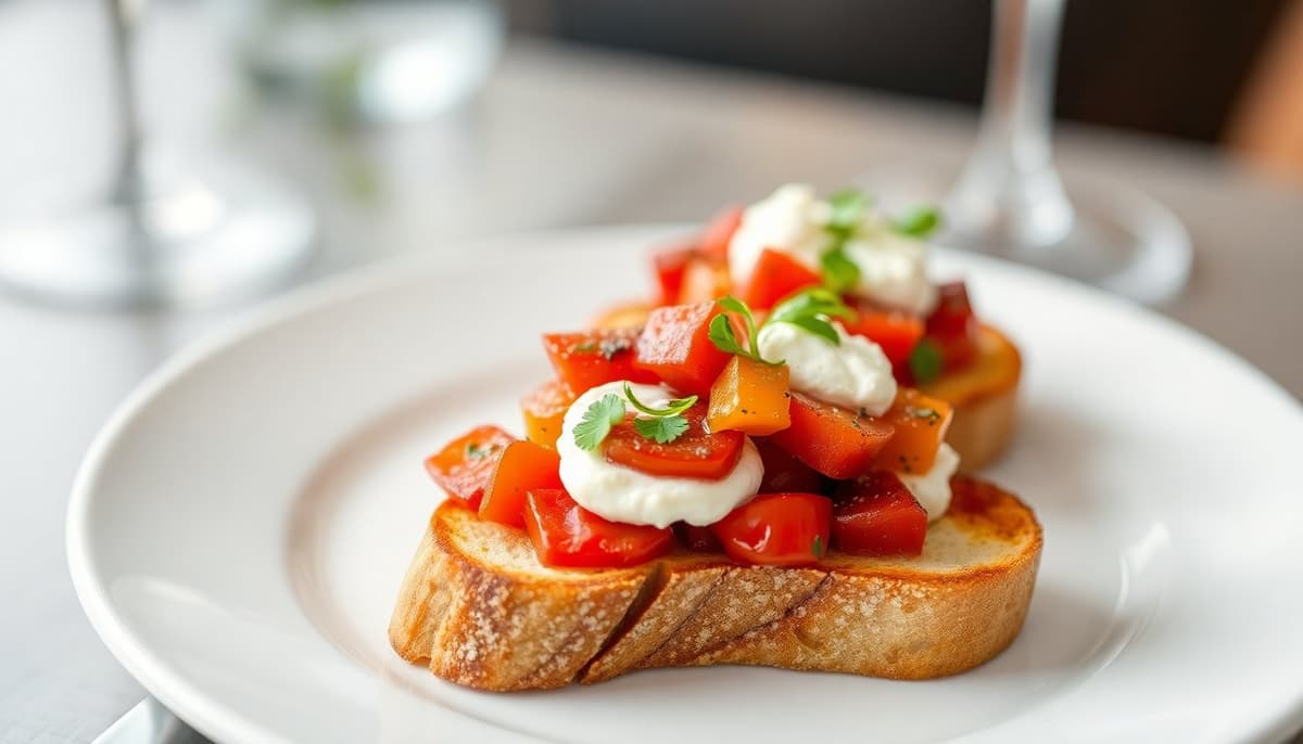 Tostadas de Bruschetta con Queso de Cabra