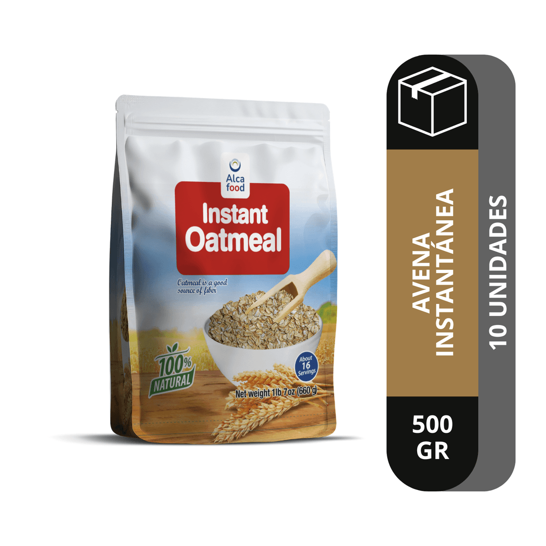Caja Avena Instantánea 500 gr en Bolsa Doy Pack con Zipper 500 g